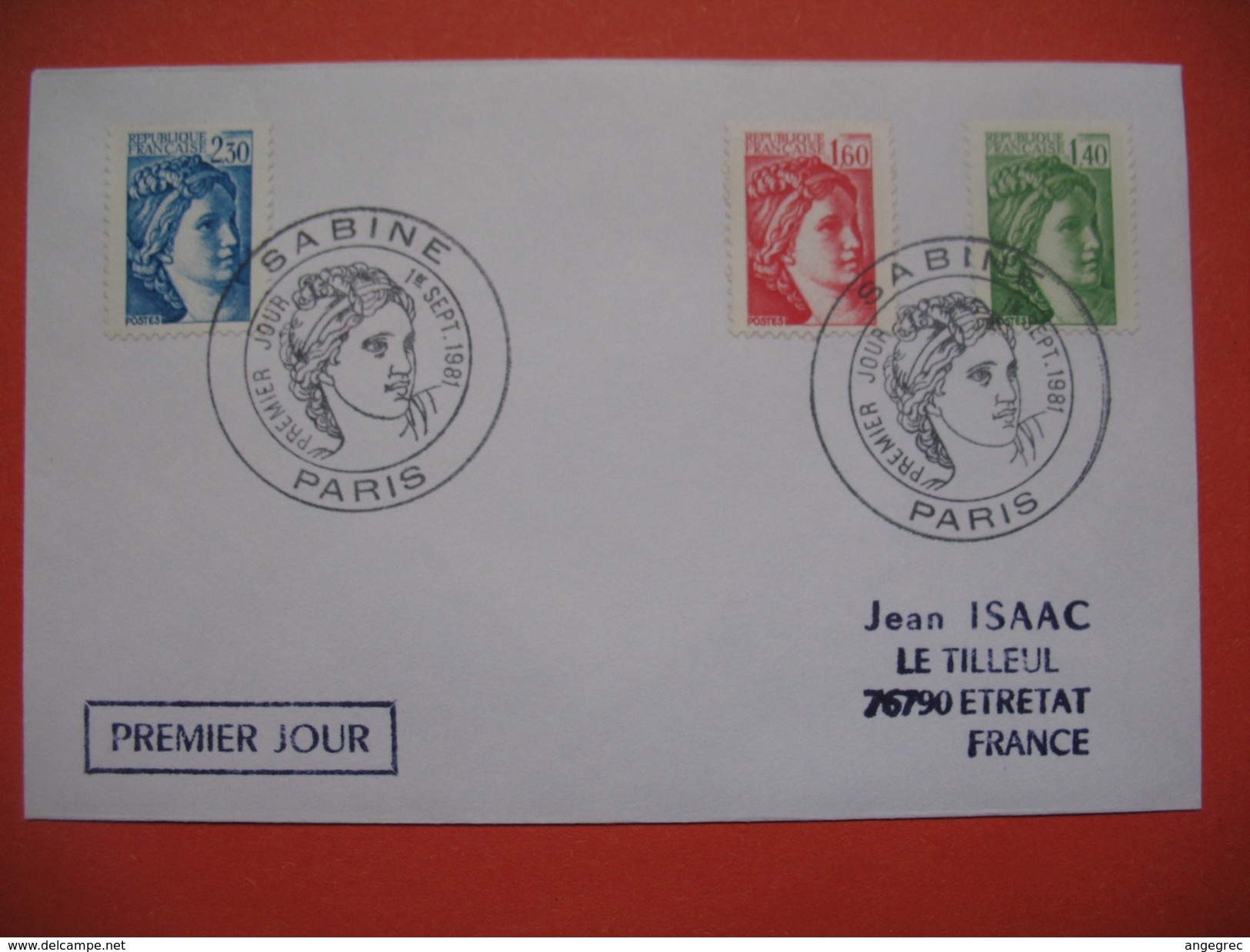 Lot De 3 ENVELOPPES  PREMIER JOUR SABINE DE GANDON Dont Le 0.40 Cts Brun Foncé Sans Bande De Phosphore - 1970-1979