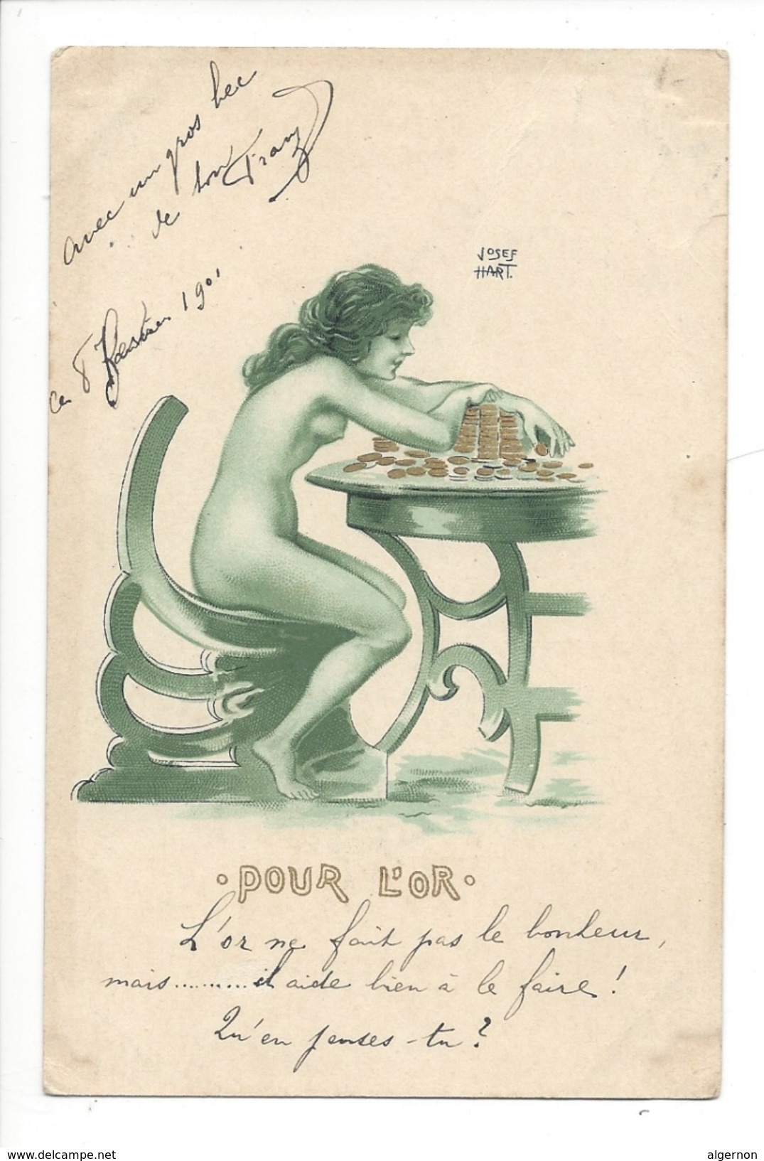 16254 - Pour L'Or  Femme Nue Avec La Richesse Sur La Table Josef Hart - Autres & Non Classés