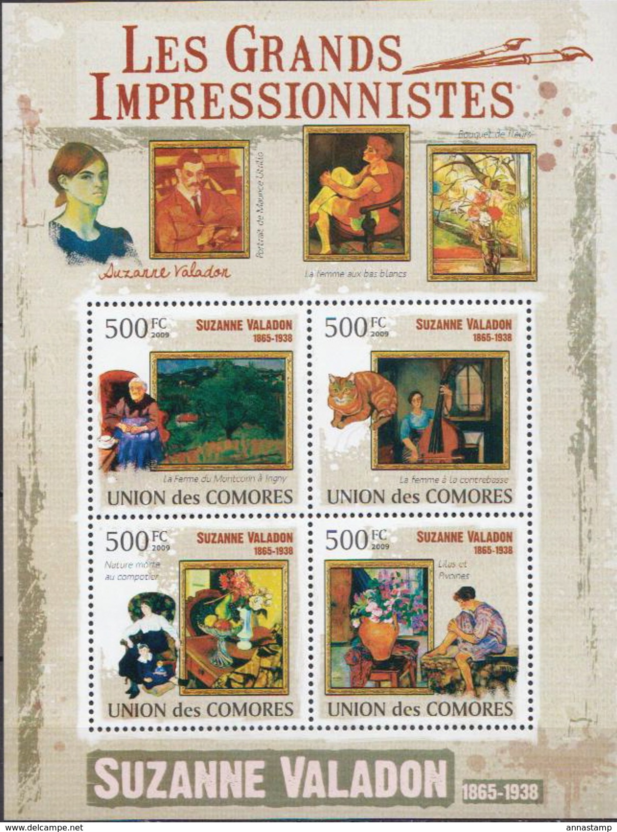 Comores Famous Impresionist Artists: Suzanne Valadon Sheetlet And SS - Impressionismo