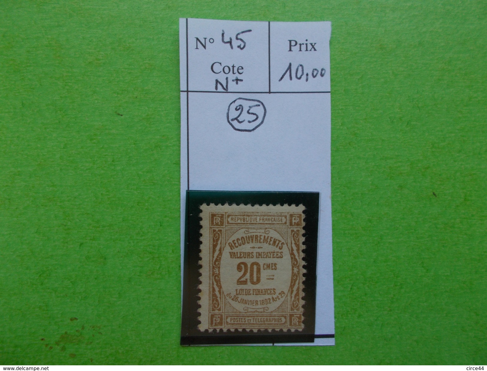 FRANCE.TIMBRE TAXE N°45.N*.CATALOGUE YVERT. - 1859-1959 Mint/hinged