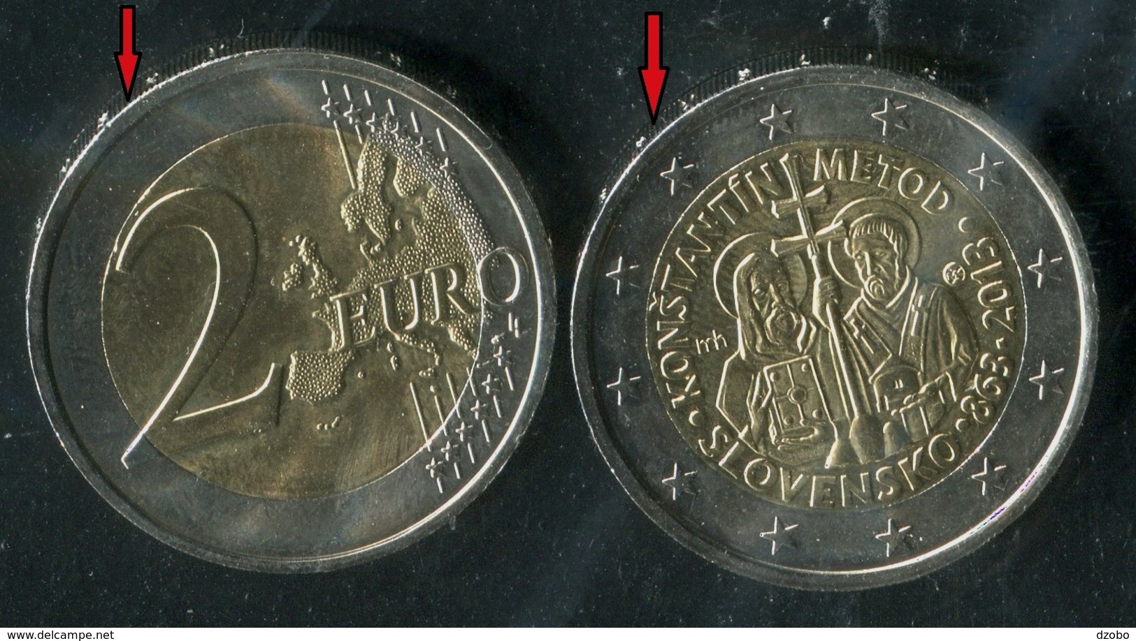 005 SLOVAKIA-Slowakei 2x2 Pcs Euro Commemorative Coins-The Mission Of Constantine And Methodius 2 Version A+B UNC 2013 - Eslovaquia