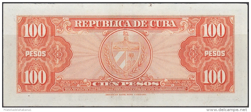 1959-BK-51 CUBA. BANCO NACIONAL 1959 100$ AGUILERA UNC.  5 CONSECUTIVOS - Cuba