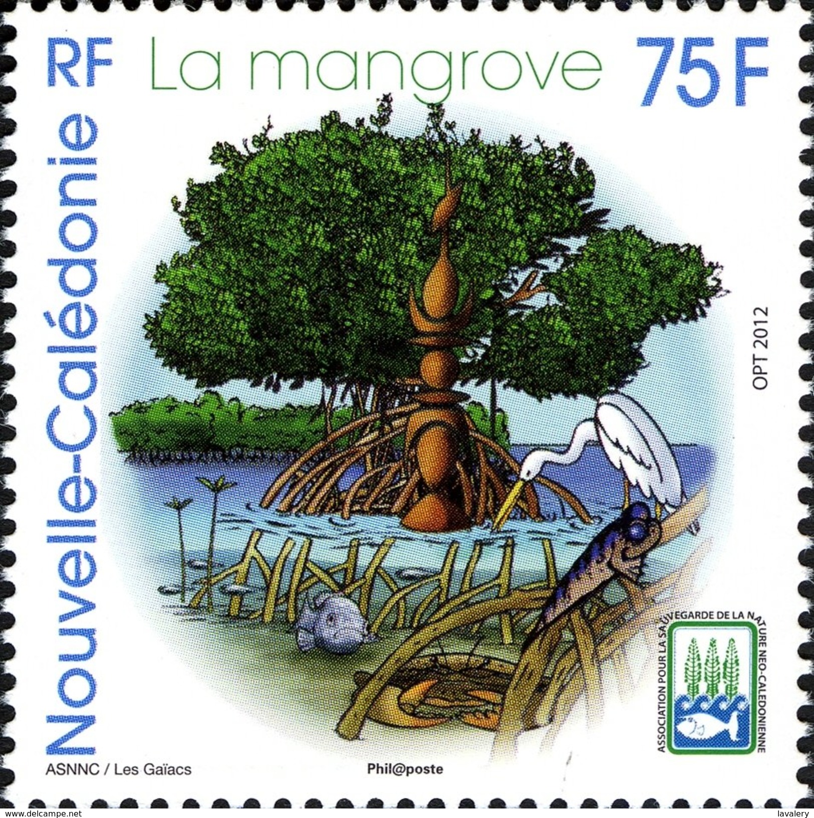 NEW CALEDONIA 2012 Mangrove Forests Trees Bird Stork Birds Fish Fishes Animals Fauna MNH - Cicogne & Ciconiformi