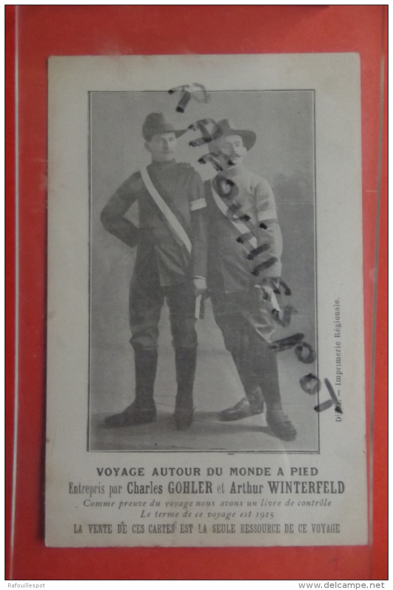 Cp Voyage Autour Du Monde  A Pied Entrepris Par Charles Gohler Et Arthur Winterfeld - Zirkus