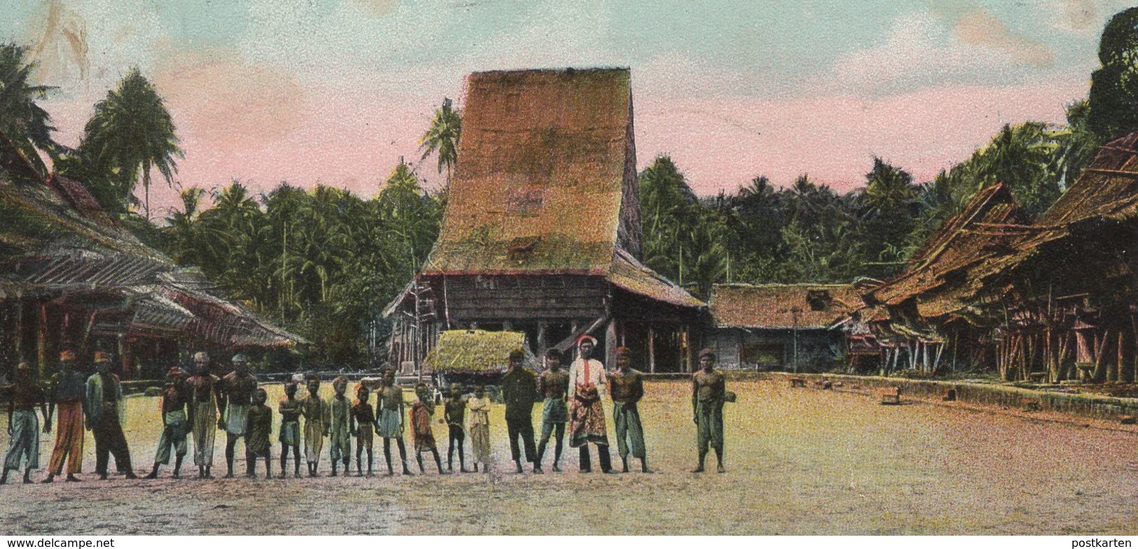 ALTE POSTKARTE NIASSISCHES DORF AUF PULU-TELLO NIAS PASAR PULAU TELLO SUMATERA UTARA PULAUTELO Postcard Cpa AK - Azië