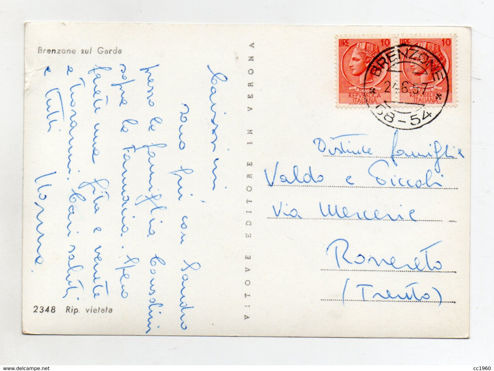 Brenzone Sul Garda (Verona) - Viaggiata Nel 1957 - (FDC3027) - Verona