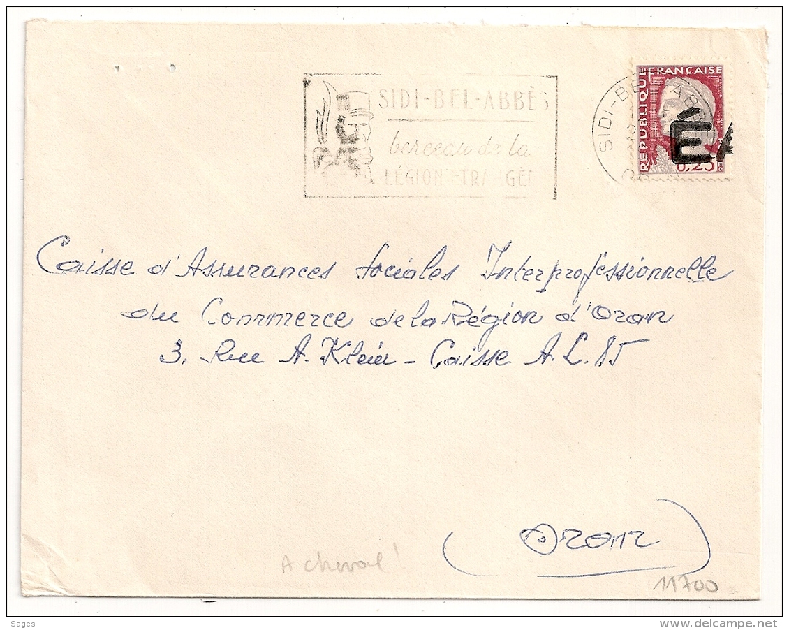 EA à Cheval Sur Decaris  De SIDI BEL ABBES Oran Algérie Sur Enveloppe . - Algérie (1962-...)