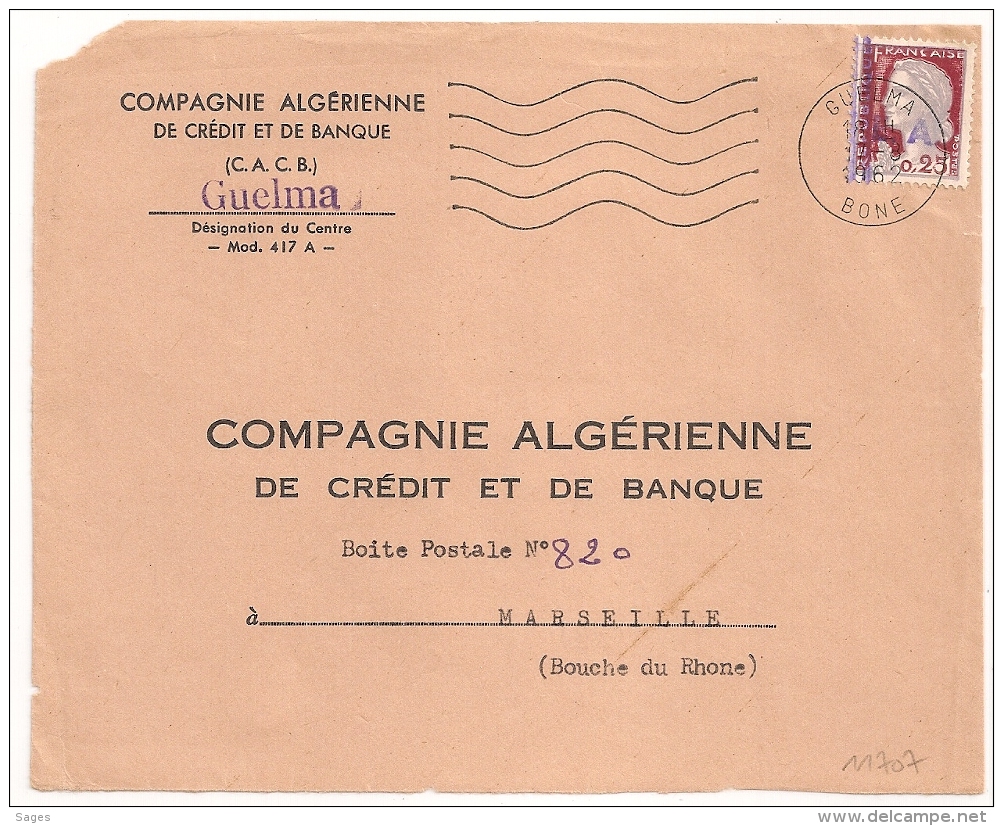 EA En VIOLET Sur Decaris, GUELMA  BONE Algérie Sur DEVANT D'enveloppe. 17/8/1962 - Argelia (1962-...)