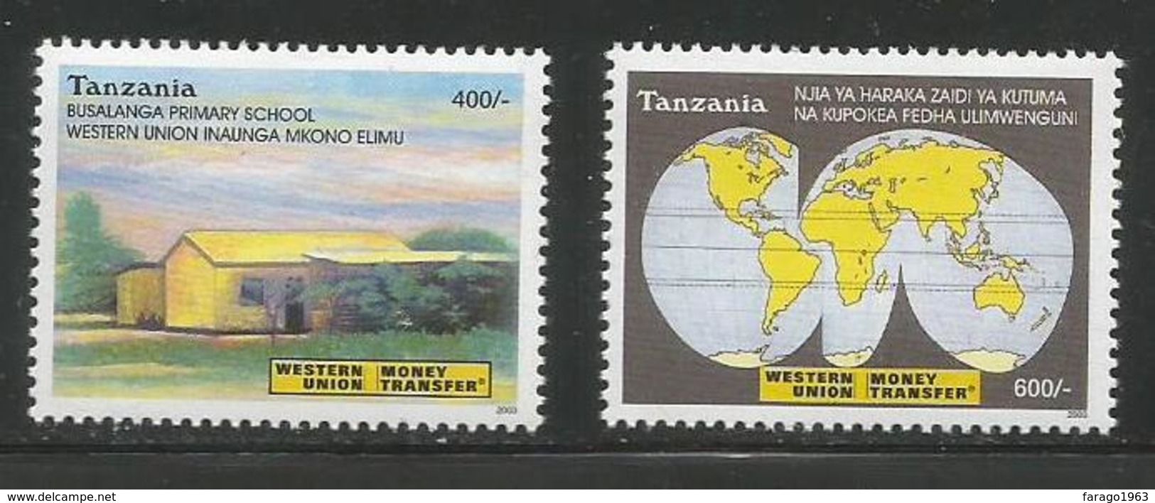 2004 Tanzania Western Union Money Transfers Complete Set Of 4 And Souvenir Sheet MNH - Tanzania (1964-...)