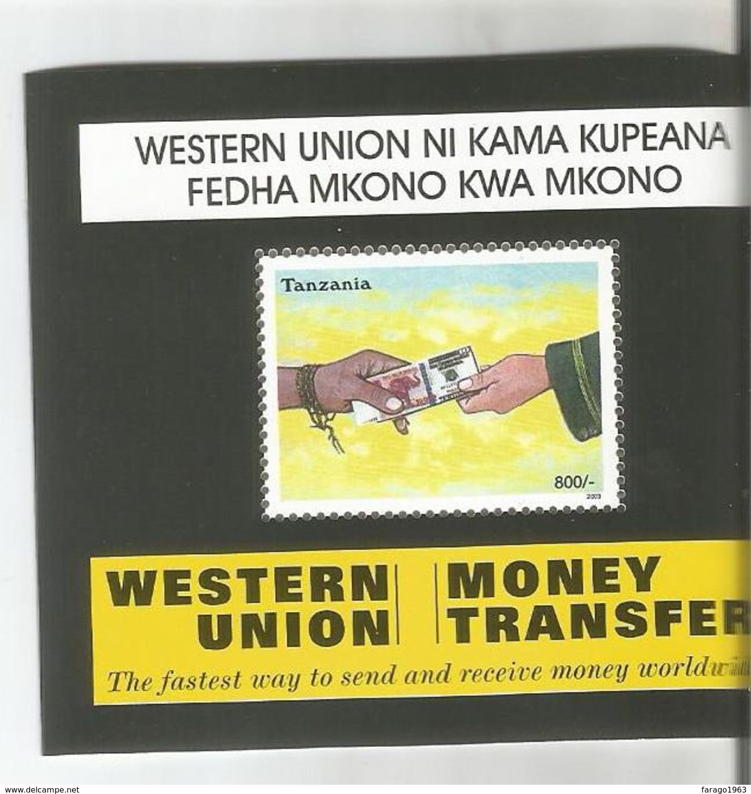 2004 Tanzania Western Union Money Transfers Complete Set Of 4 And Souvenir Sheet MNH - Tanzania (1964-...)