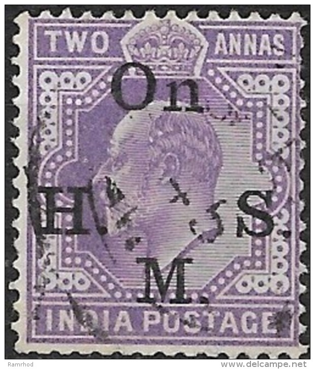 INDIA 1902 Official -  King Edward VII  -  2a. - Lilac  FU - 1902-11 King Edward VII