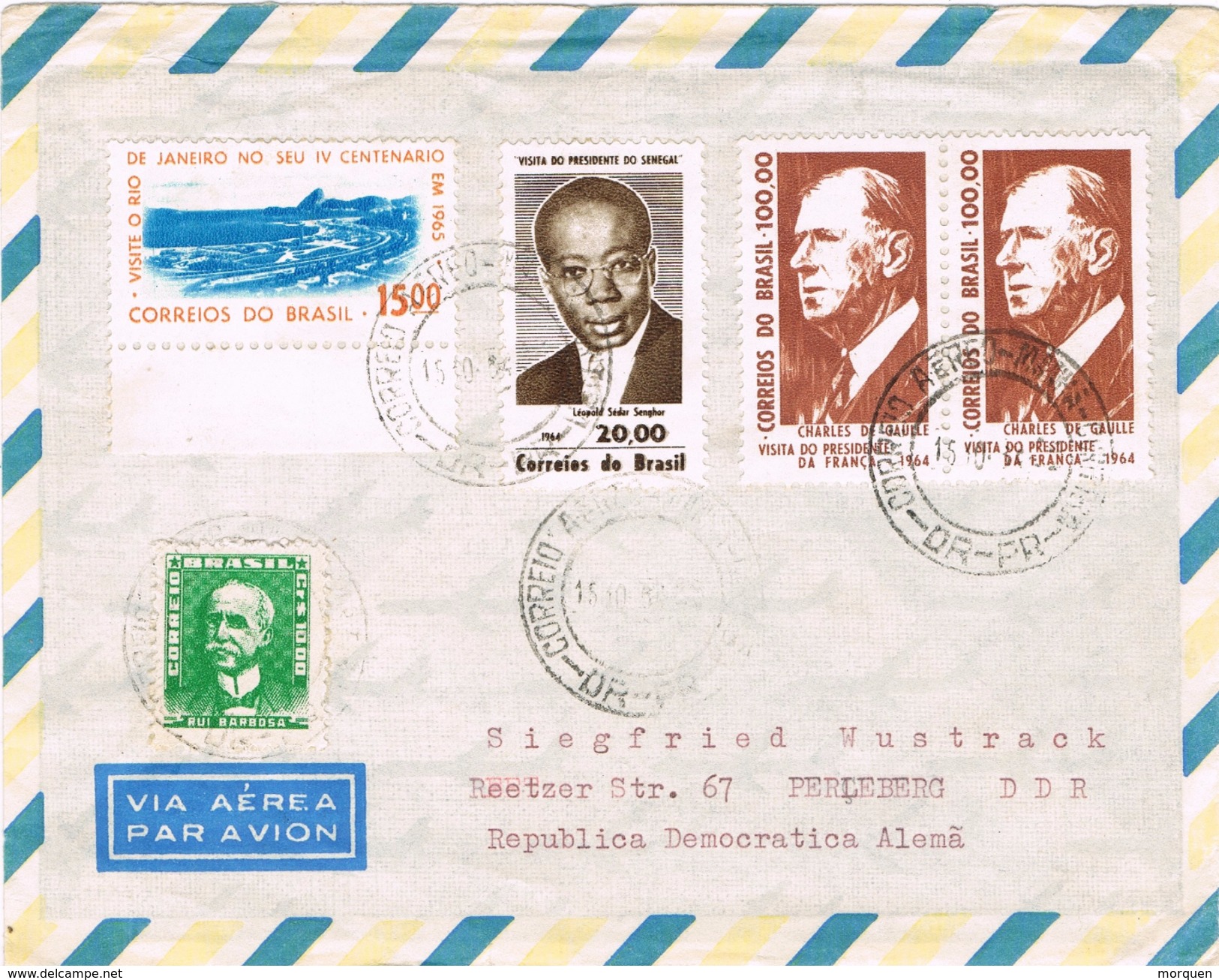 22080. Carta Aerea CURITIBA (Parana) Brasil 1965. Stamps DE GAULLE - Cartas & Documentos
