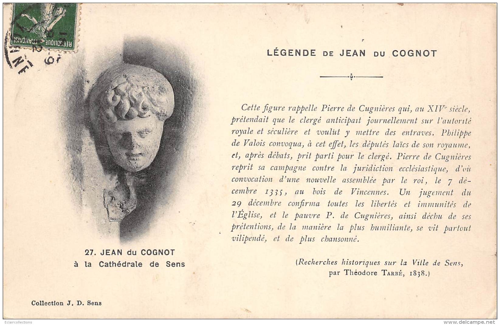 Sens         89           Légende De Jean Du Cognot.       (voir Scan) - Sens