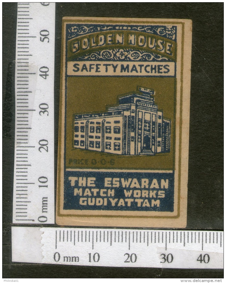 India 1950's Golden House Brand Match Box Label # MBL250 - Matchbox Labels