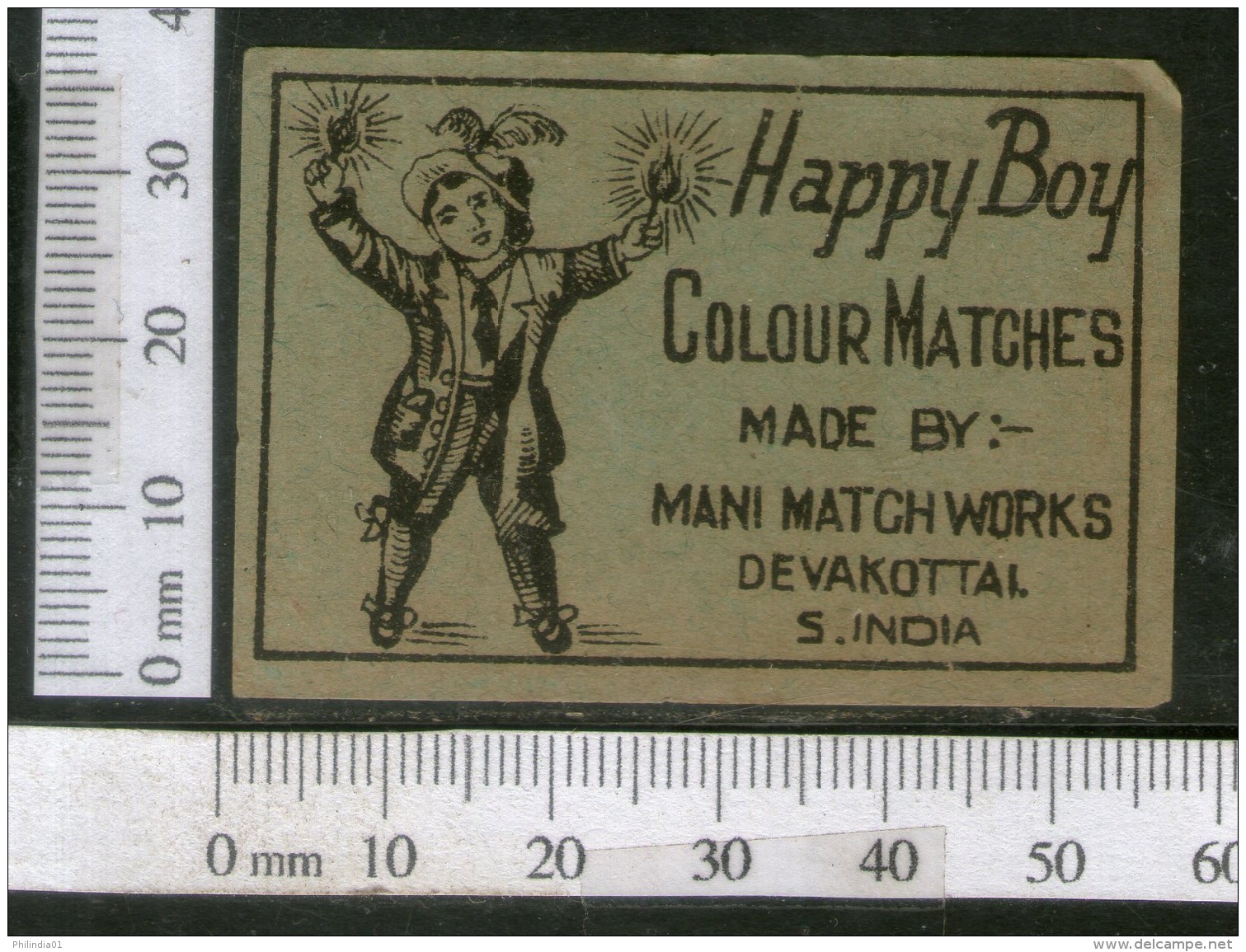 India 1950's Happy Boy Brand Match Box Label # MBL251 - Cajas De Cerillas - Etiquetas