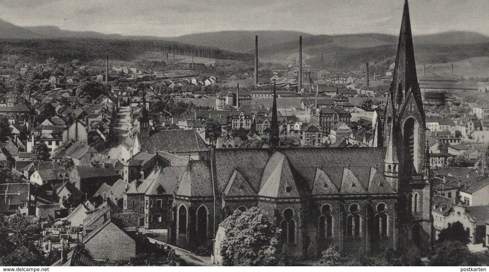 ALTE POSTKARTE ST. INGBERT BLICK VON DER BRAUEREI BECKER AUF STADTZENTRUM & JOSEFSKIRCHE Ansichtskarte Postcard Cpa AK - Saarpfalz-Kreis