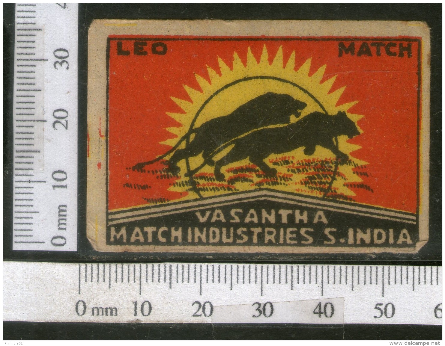 India 1950's Leo Brand Match Box Label Wildlife Animal # MBL187 - Matchbox Labels