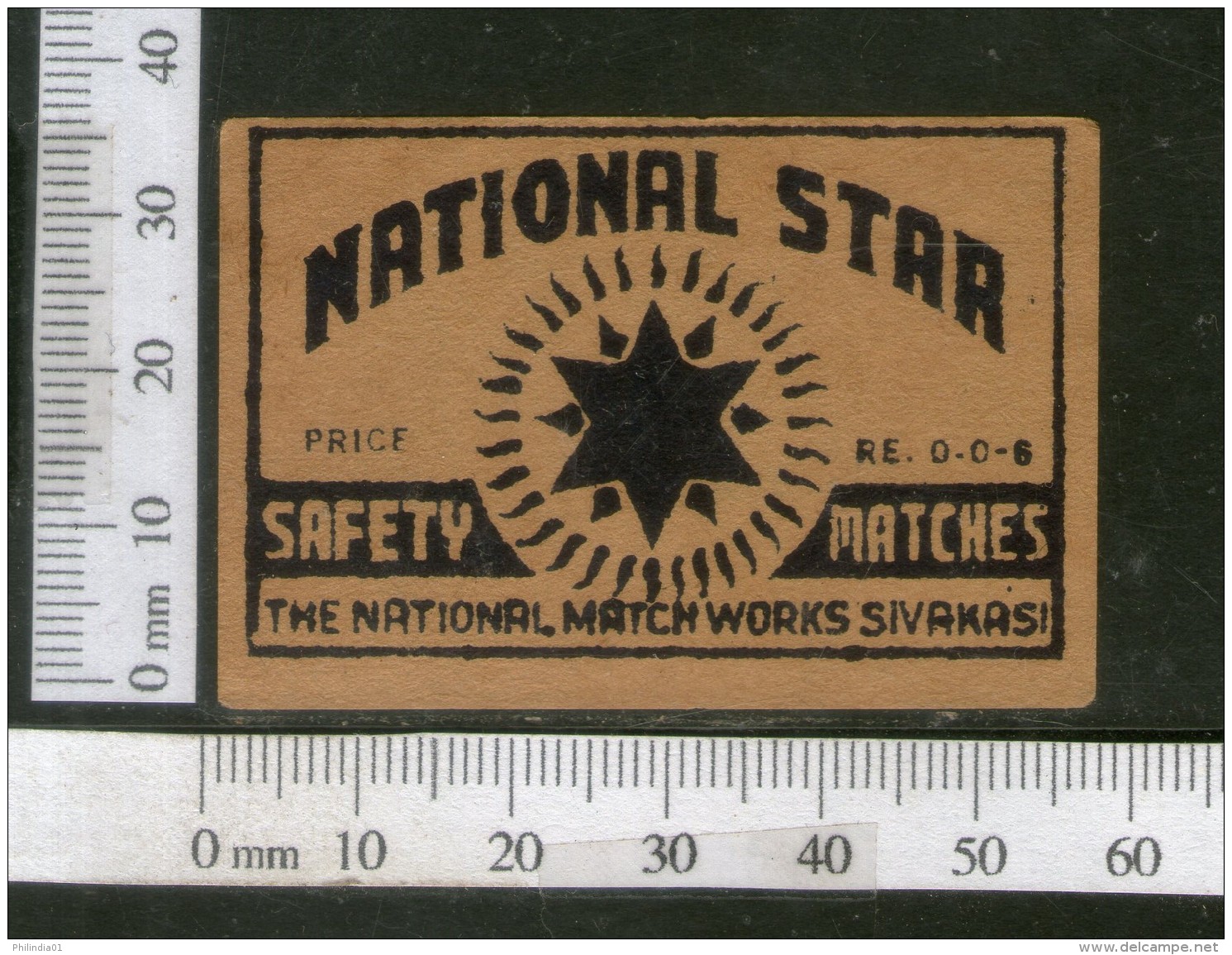 India 1950's National Star Brand Match Box Label # MBL223 - Scatole Di Fiammiferi - Etichette