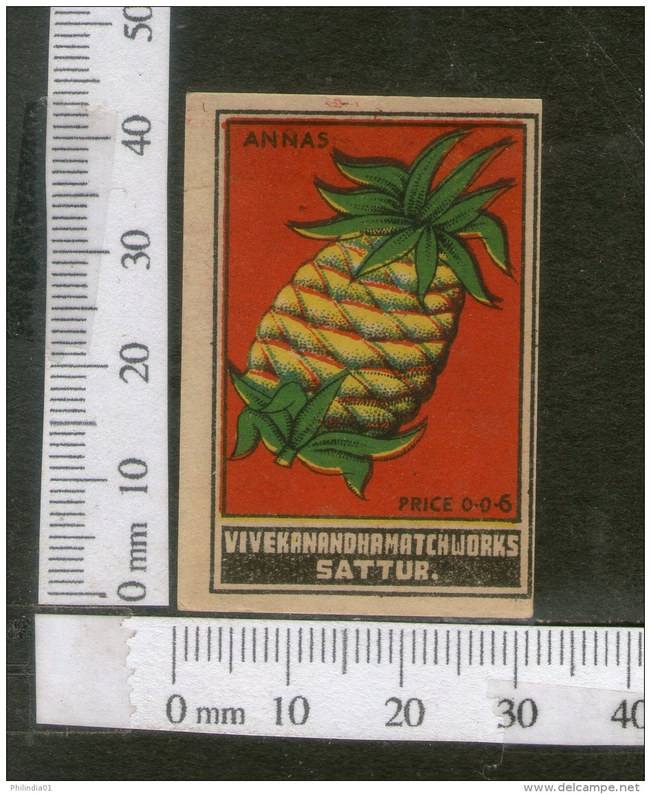 India 1950's Pineapple Fruit Brand Match Box Label # MBL014 - Matchbox Labels