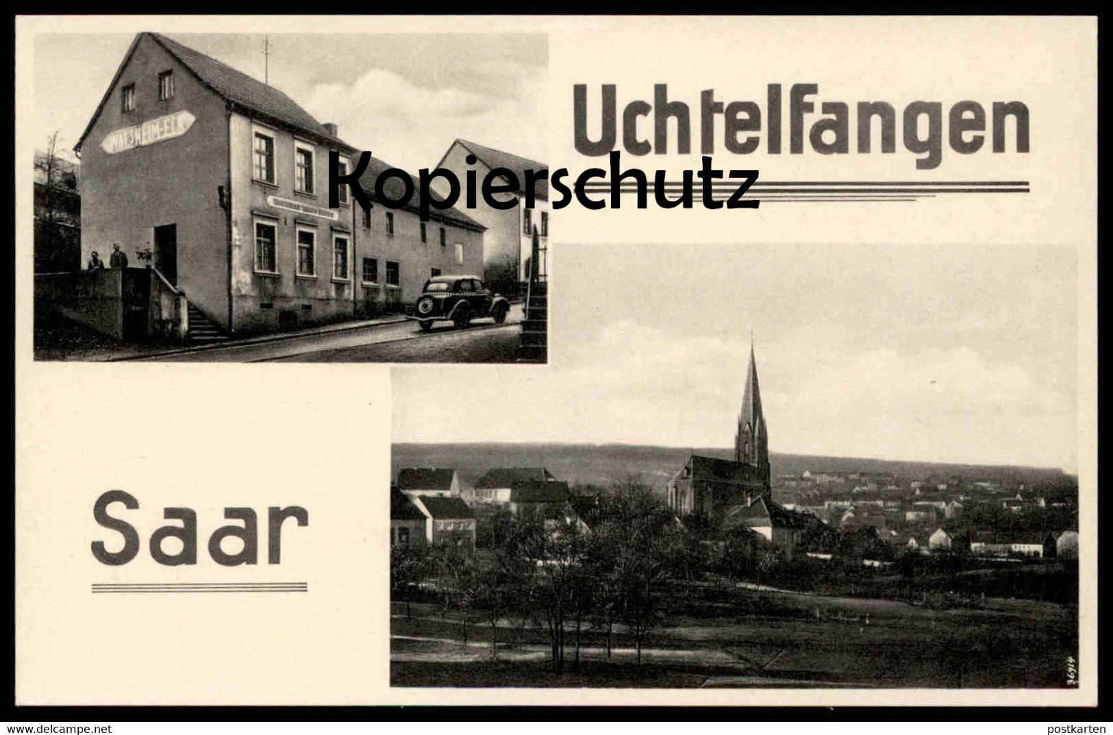 ALTE POSTKARTE SAAR UCHTELFANGEN WIRTSCHAFT JAKOB BALTES Illingen Oldtimer Old Car Ansichtskarte Postcard Cpa AK - Kreis Neunkirchen