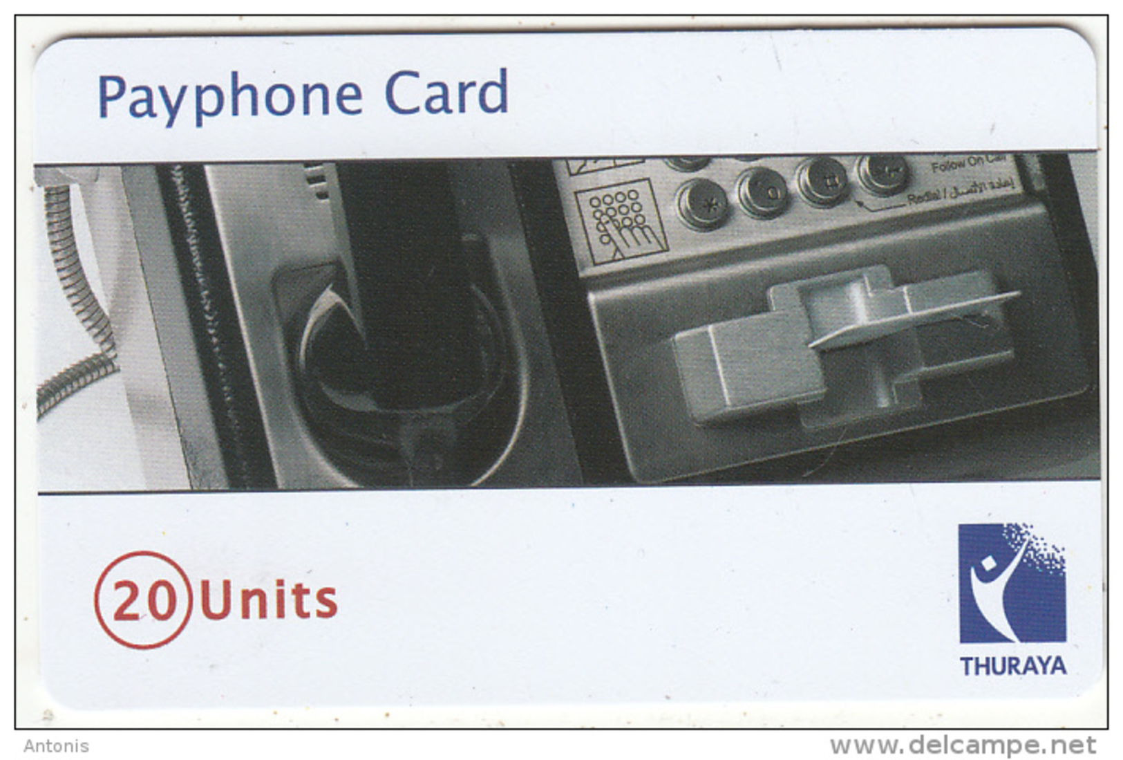 U.A.E. - Thuraya Cardphone, Thuraya Telecom(Mobile Satellite Communications) Telecard 20 Units, Sample(no Chip, No CN) - Telephones