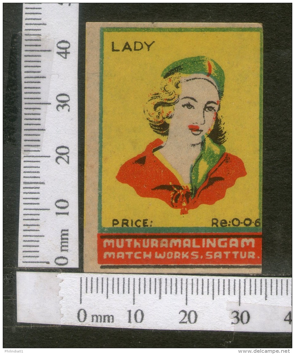 India 1950's  Women Lady Brand Match Box Label # MBL207 - Matchbox Labels