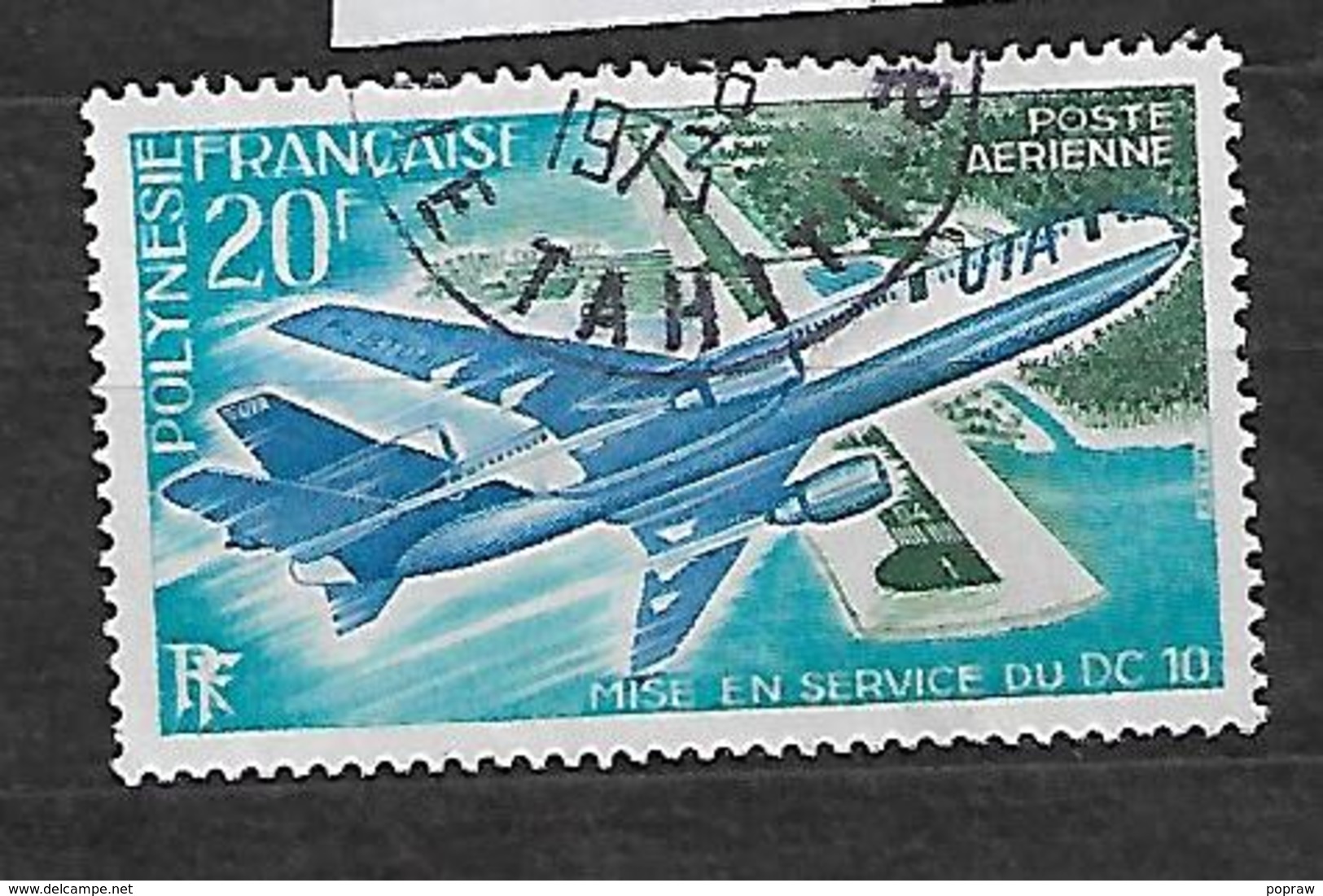 FRENCH POLYNESIA, POLYNESIE  YVERT PA 74 VF USED, AIRPLANE, AVION. - Oblitérés