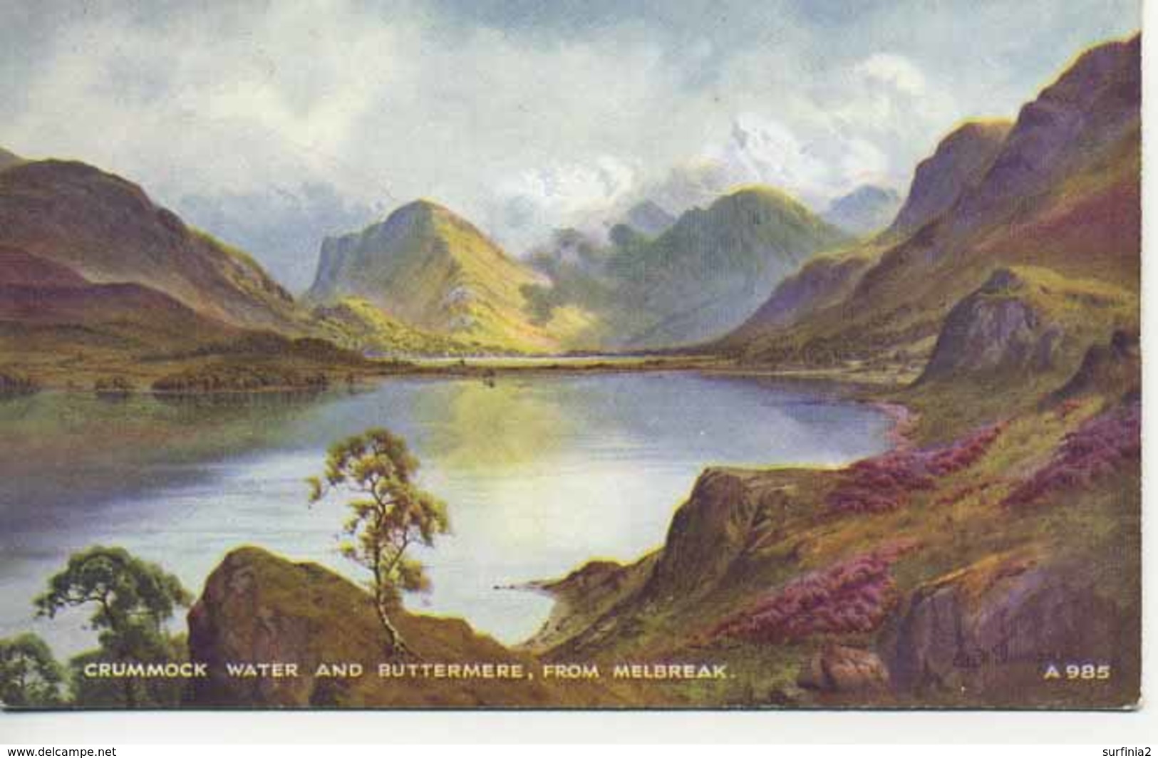 VALENTINES ART A985 - CRUMMOCK WATER AND BOTTERMERE FROM MELBREAK - E H THOMPSON - Altri & Non Classificati