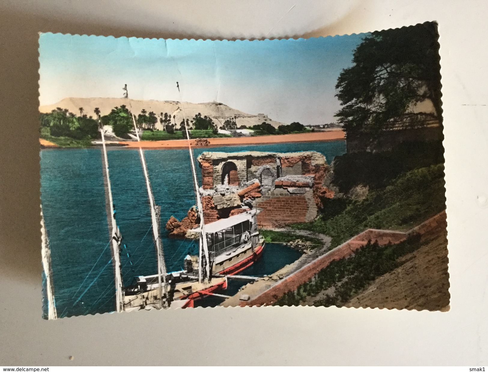 AK EGYPT ÄGYPTEN Asuan ASWAN THE NILE   BATH OF CLEOPATRA OLD POSTCARD Ansichtskarte 1961 - Assuan