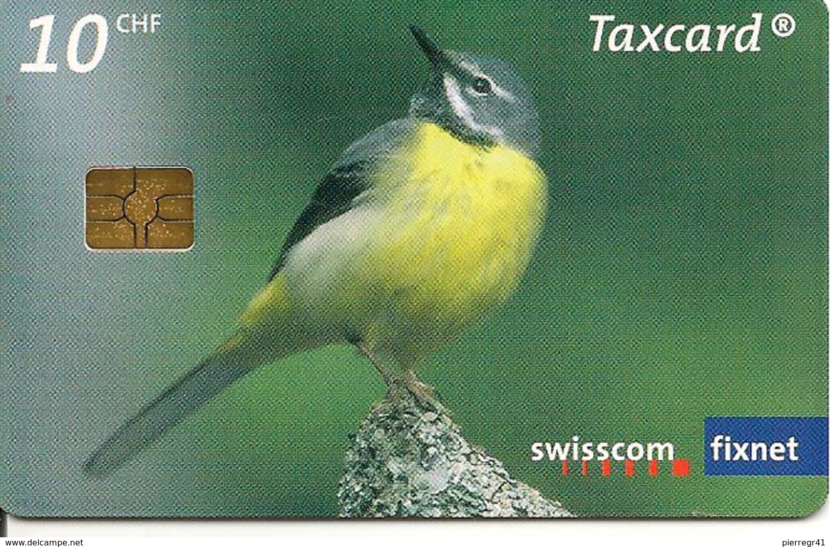 CARTE-PUCE-2008-SUISSE-10CHF-SERIE OISEAUX-BERGERONNETTE-TBE - Passereaux