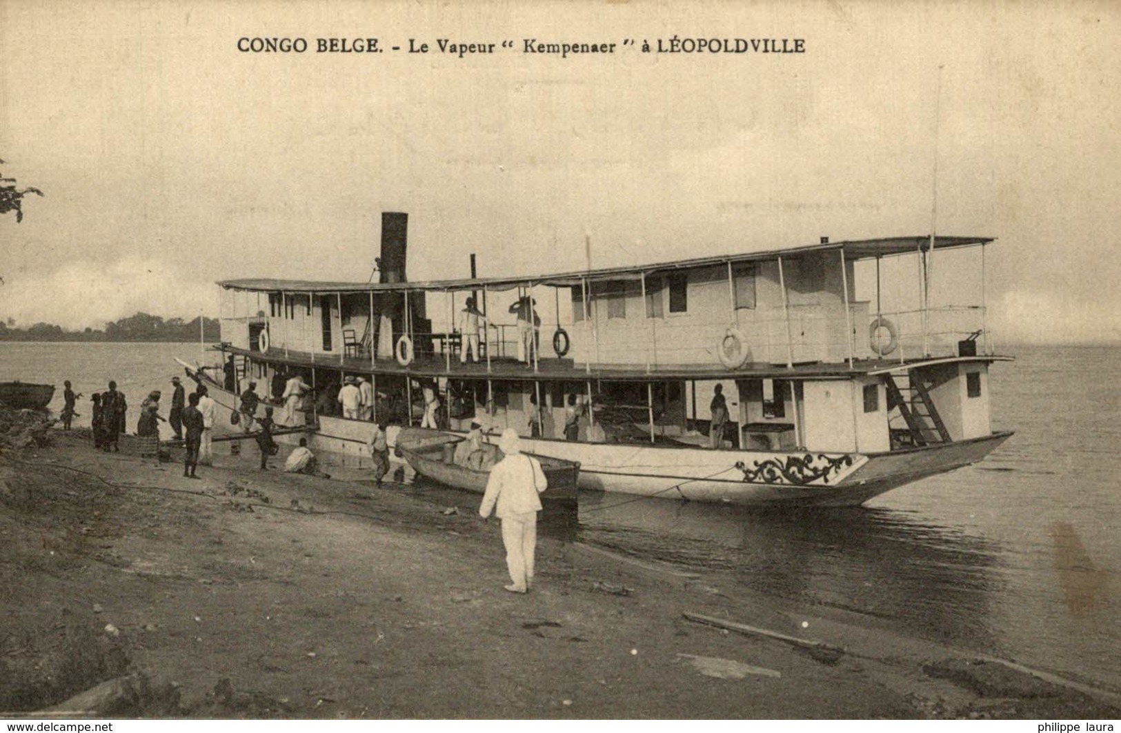 UNIQUE   LE VAPEUR KEMPENAER A LEOPOLDVILLE     CONGO   BELGE    Bâteaux - Paquebots - Kinshasa - Leopoldville