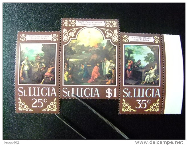 SAINTE-LUCIA ST LUCIA 1970 Pâques Tableaux W. Hogarth Yvert N&ordm; 273 / 75 ** MNH - Ste Lucie (...-1978)