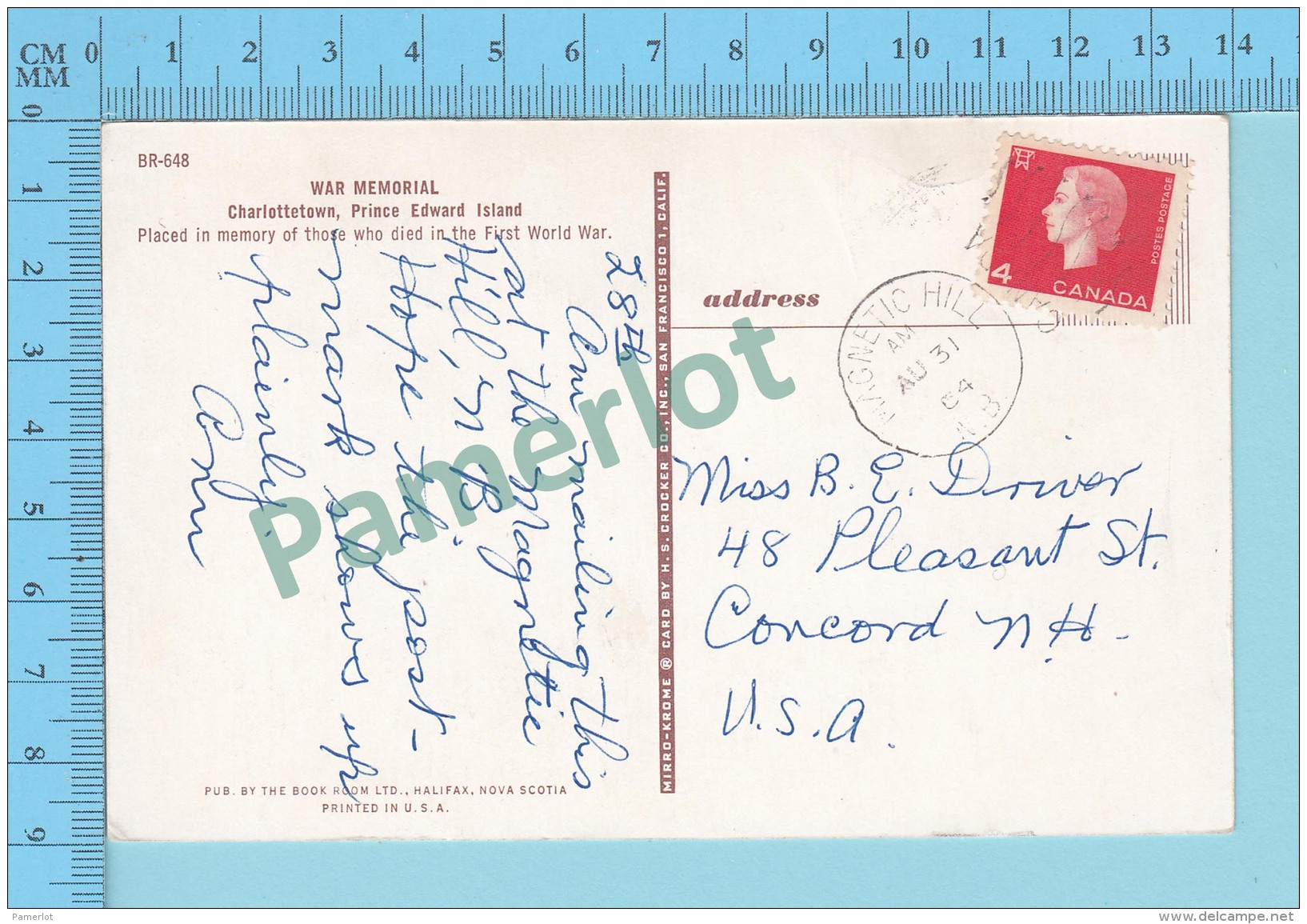 Charlottetown P.E.I. - First World War Memoriam, Cover Magnetic Hill 1964 N.B. - 2 Scans - Charlottetown