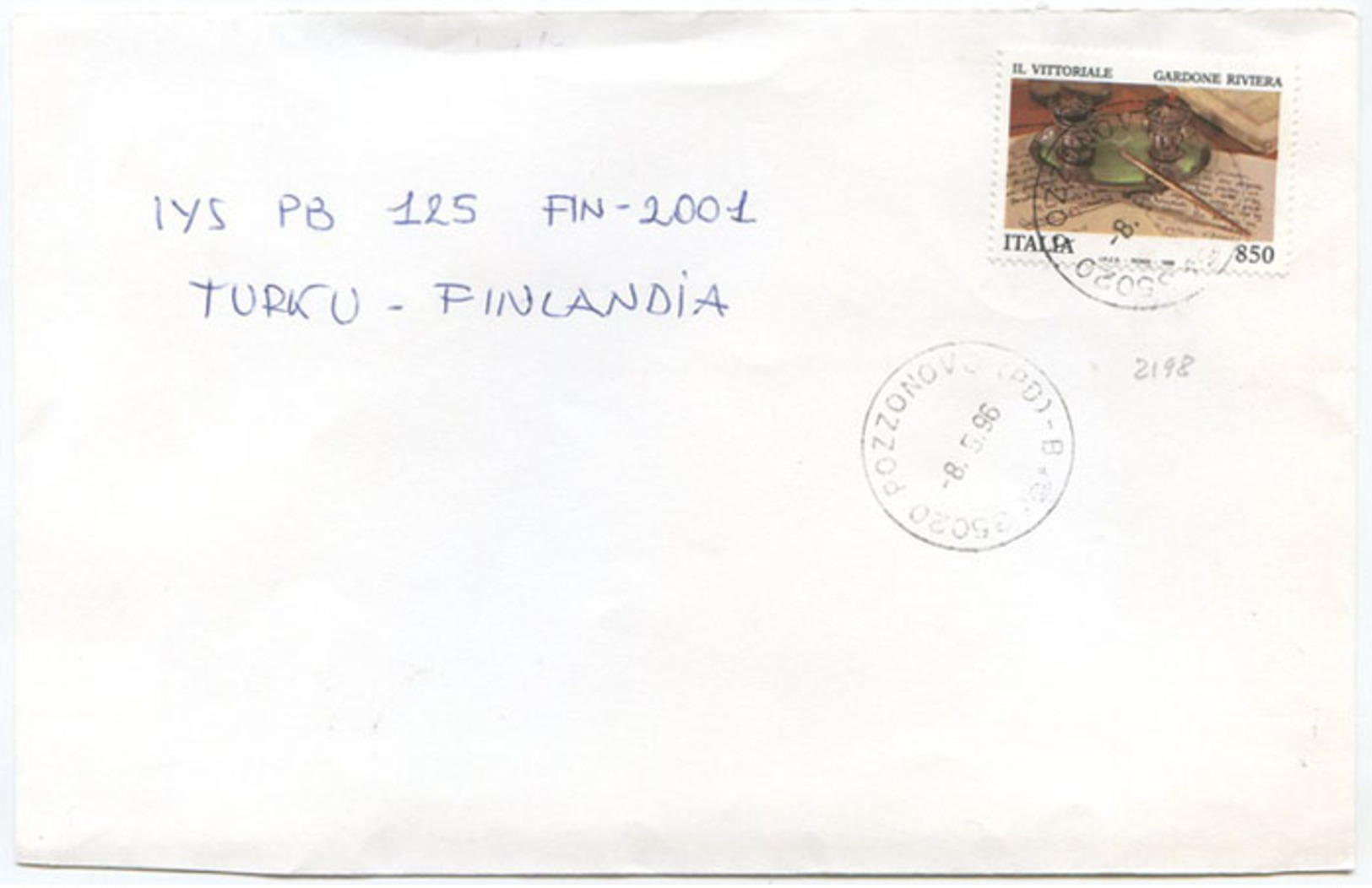 1996 GARDONE VITTORIALE L. 850 ISOLATO 16.11.96 BUSTA X FINLANDIA RARA DESTINAZIONE E OTTIMA QUALITÀ (6998) - 1991-00: Storia Postale