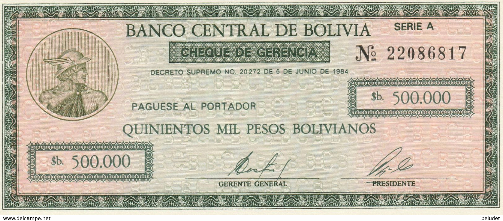 Bolivia 1984 500.000 PESOS BOLIVIANOS P-189 - Bolivia