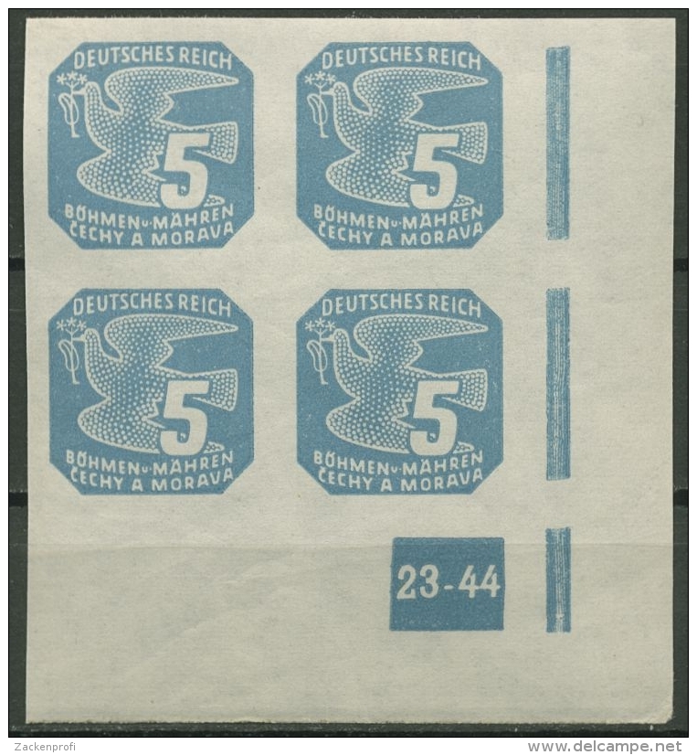 Böhmen & Mähren 1943 Zeitungsmarke 118 Y VE-4 Ecke Platten-Nr. 23-44 Postfrisch - Ungebraucht
