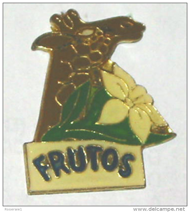 Pin's BOISSON FRUTOS, GIRAFE, FLEUR - Dieren