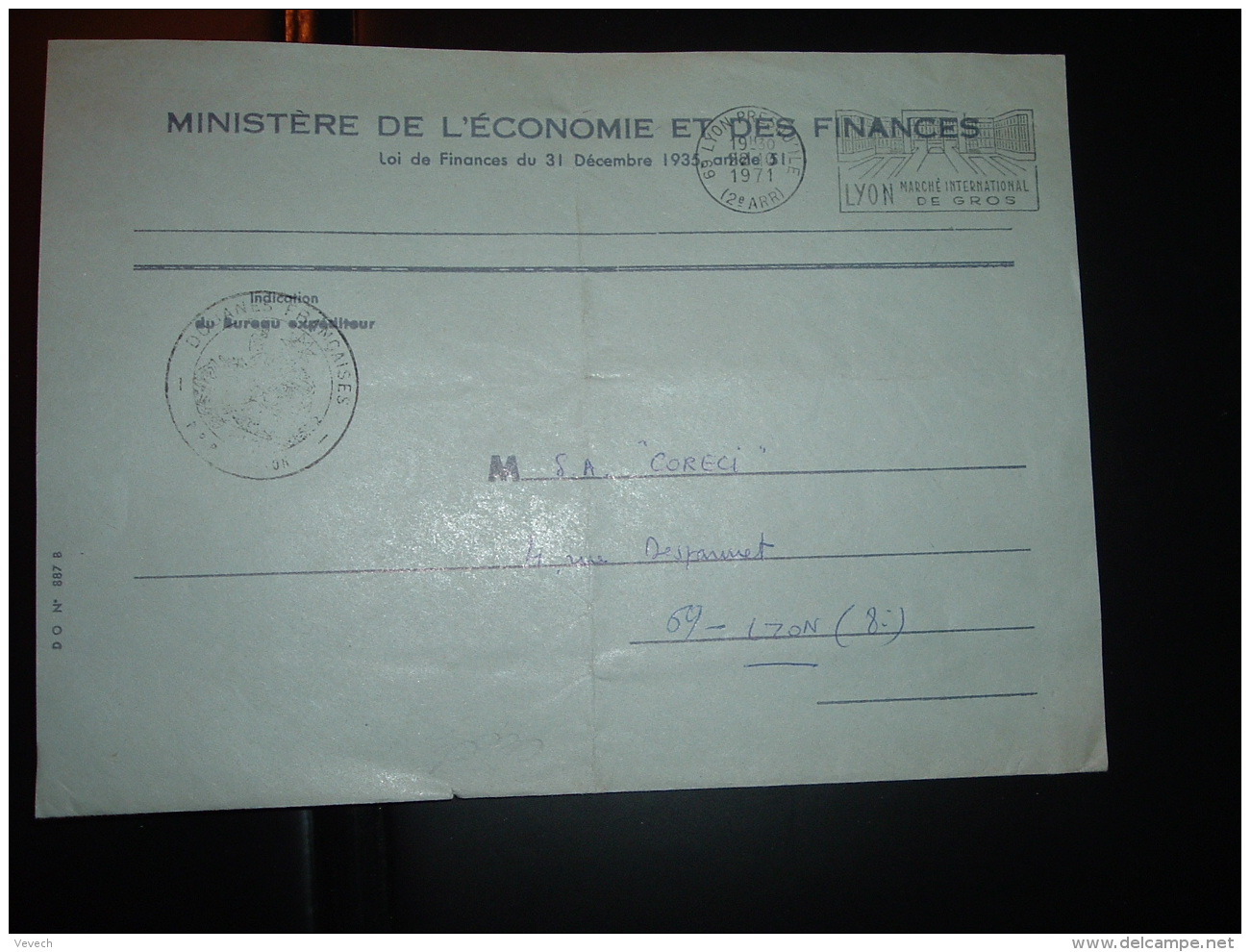 LETTRE OBL.MEC.22-10-1971 LYON PRESQU'ILE (69) + CACHET DOUANES FRANCAISES - Lettres Civiles En Franchise