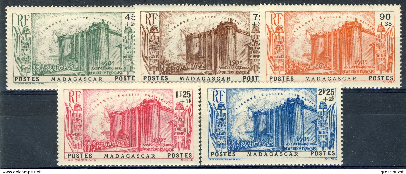 Madagascar 1939 Serie N. 209-213 Bastiglia MLH Cat. &euro; 70 - Nuovi
