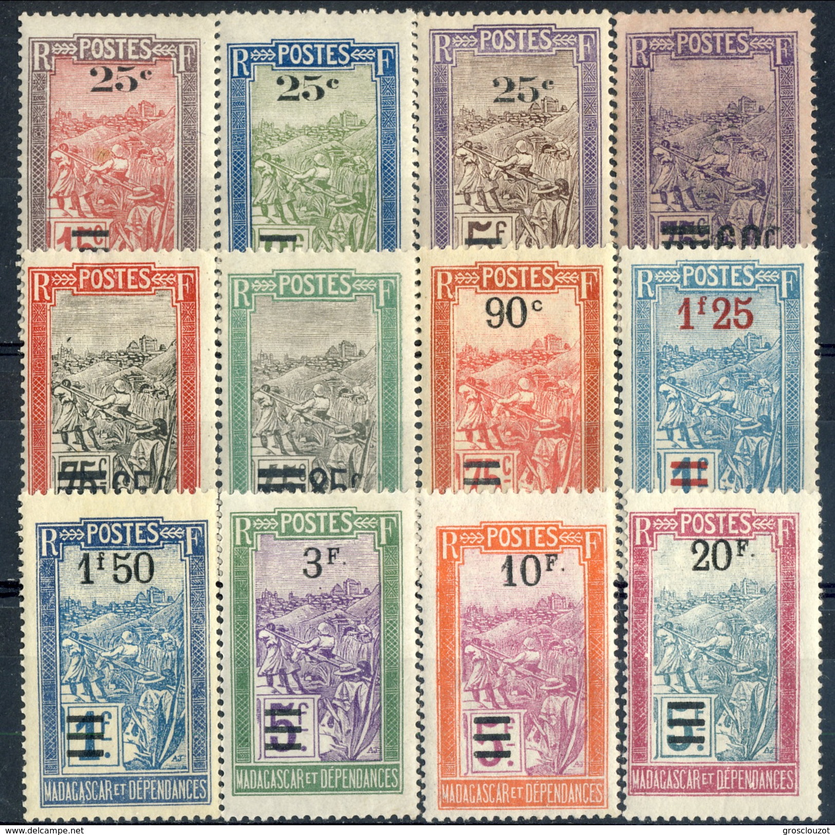 Madagascar 1922-27 Serie N. 144-155 MH Cat. &euro; 36 - Nuovi