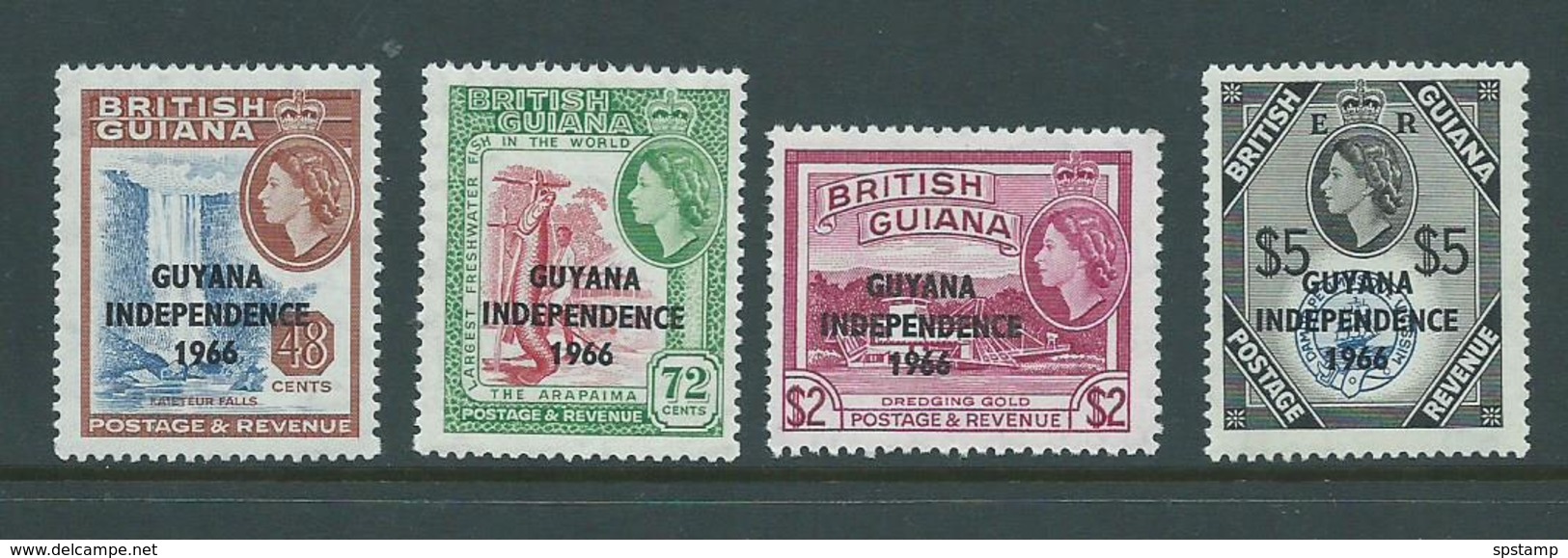 Guyana 1966 - 1968 Overprints Sideways Watermark 4 Values To $5 MNH - Guyana (1966-...)