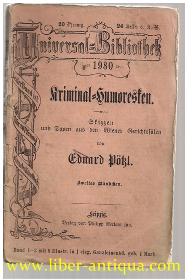 Kriminal-Humoresken: Skizzen Und Typen Aus Den Wiener Gerichtssälen;2. Bändchen,  Reclam UB Nr. 1980 - Alte Bücher