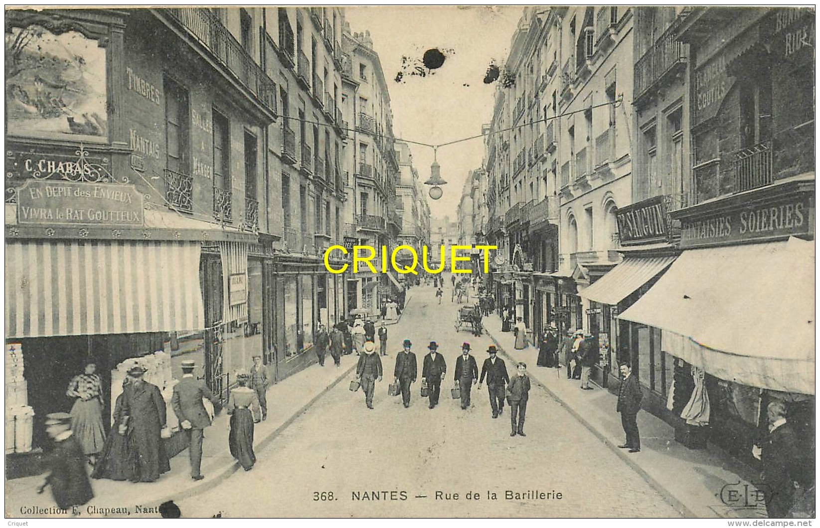 44 Nantes, Rue De La Barillerie, Beaux Commerces...., Carte Pas Courante Affranchie 1905 - Nantes