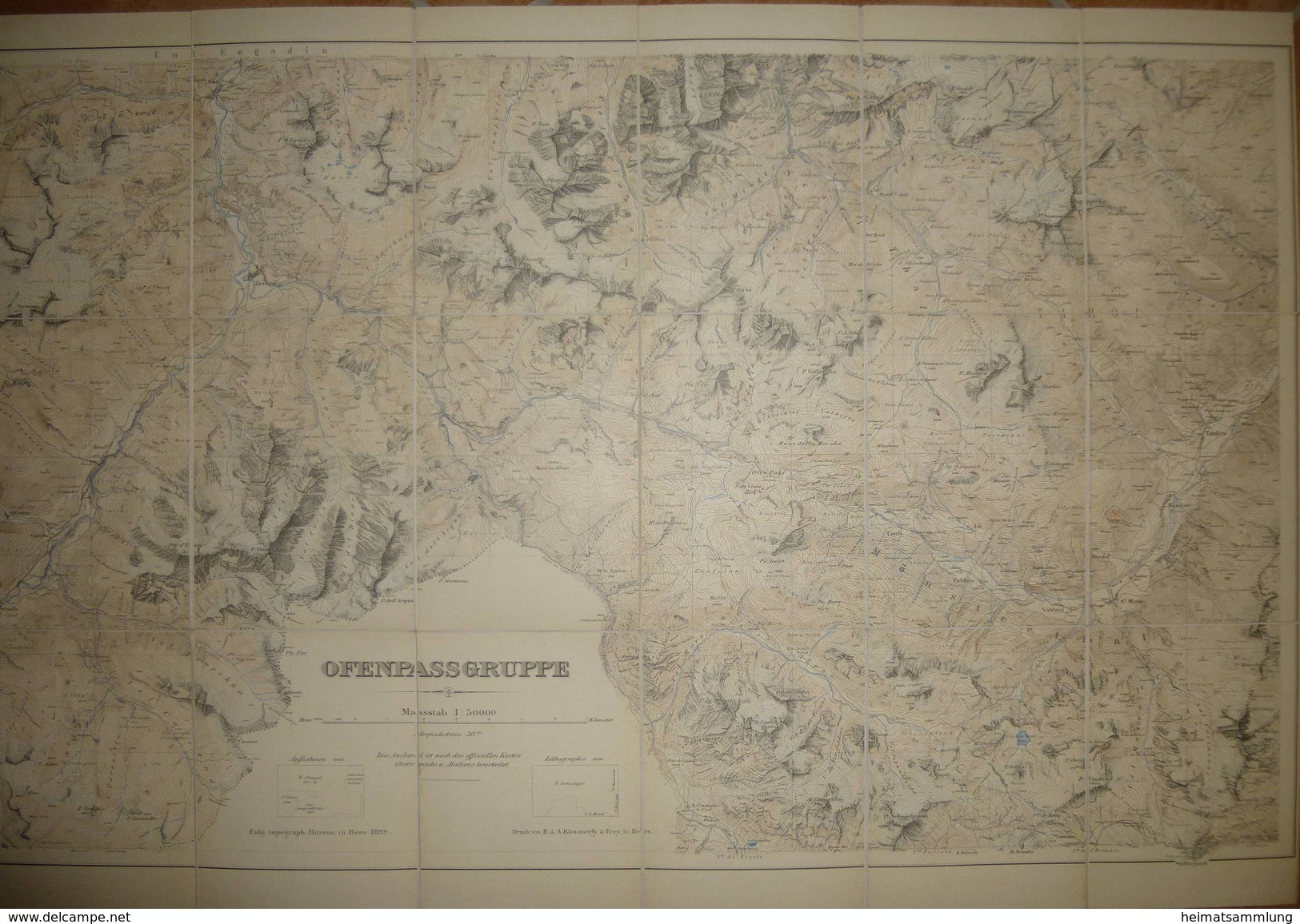Ofenpassgruppe - Eidgenössisches Topographisches Bureau In Bern 1899 - Massstab 1:50'000 - 55cm X 82cm Auf Leinwand Gezo - Topographische Karten