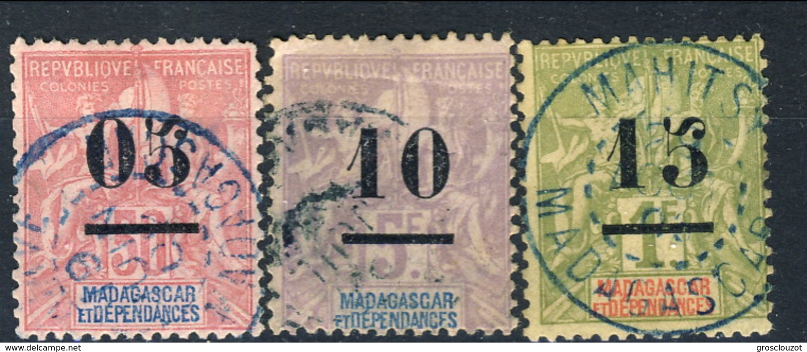 Madagascar 1902 Serie N. 48-50 Usato Cat. &euro; 34.50 - Usati