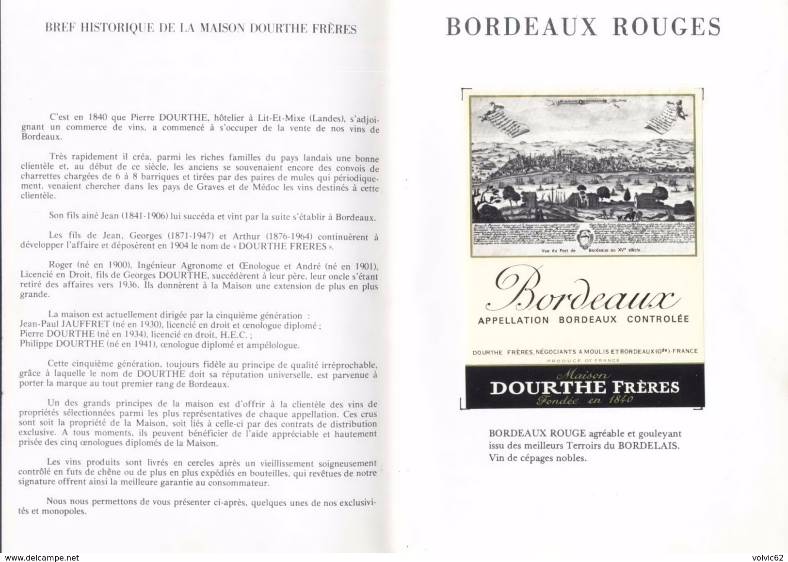 Carnet De 12 Pages Maison Dourthe étiquettes Vin Bordeaux Champagne Vin Alsace - Colecciones & Series