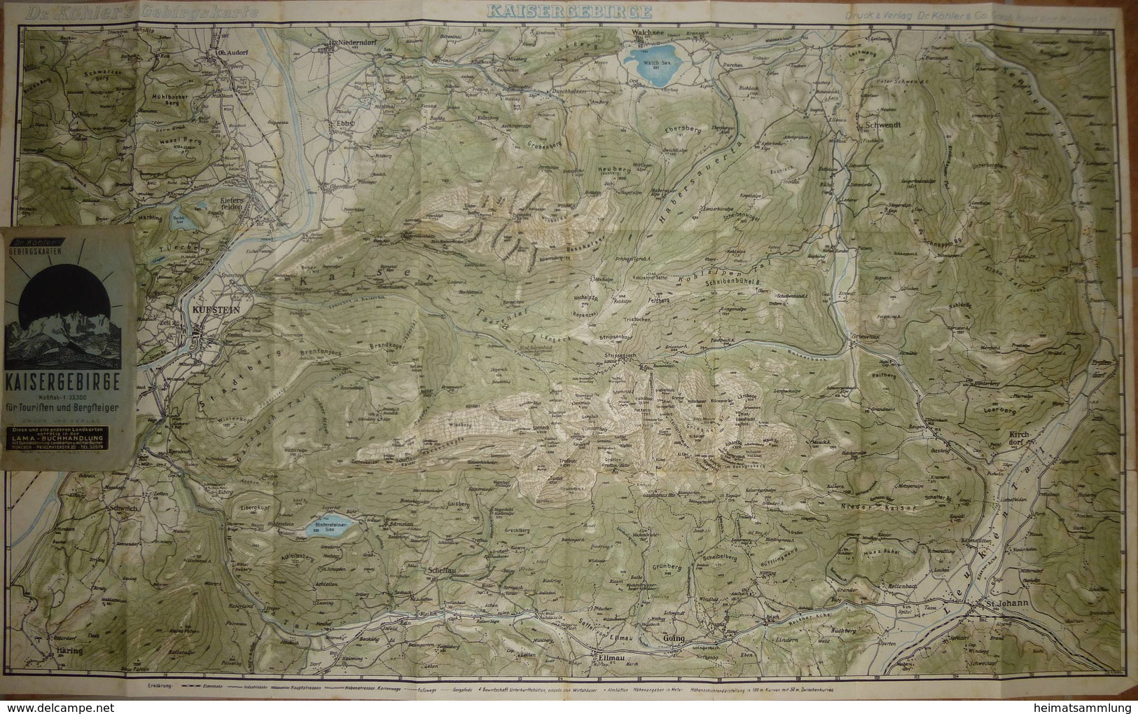 Dr. Köhler 's Gebirgskarten - Kaisergebirge Für Touristen Und Bergsteiger - 59cm X 97cm - Maßstab 1:33'300 - Mapas Topográficas