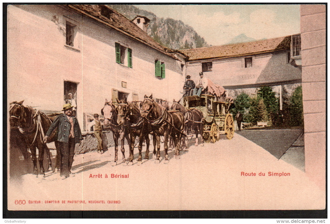 DC2568 - VALAIS - ARRÊT À BÉRISAL - ROUTE DU SIMPLON - POSTKUTSCHE - Simplon