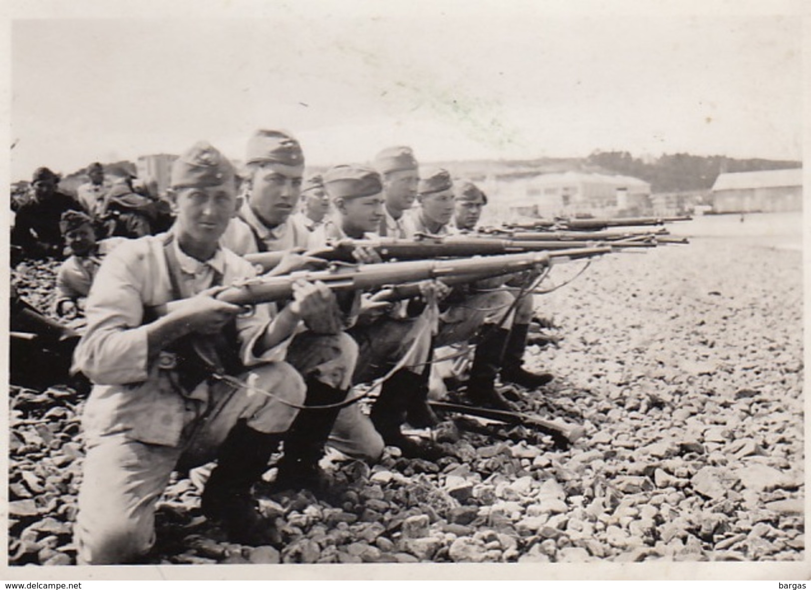 Photo Guerre WWII Exercice De Tir Mitrailleuse Allemand - Guerre, Militaire