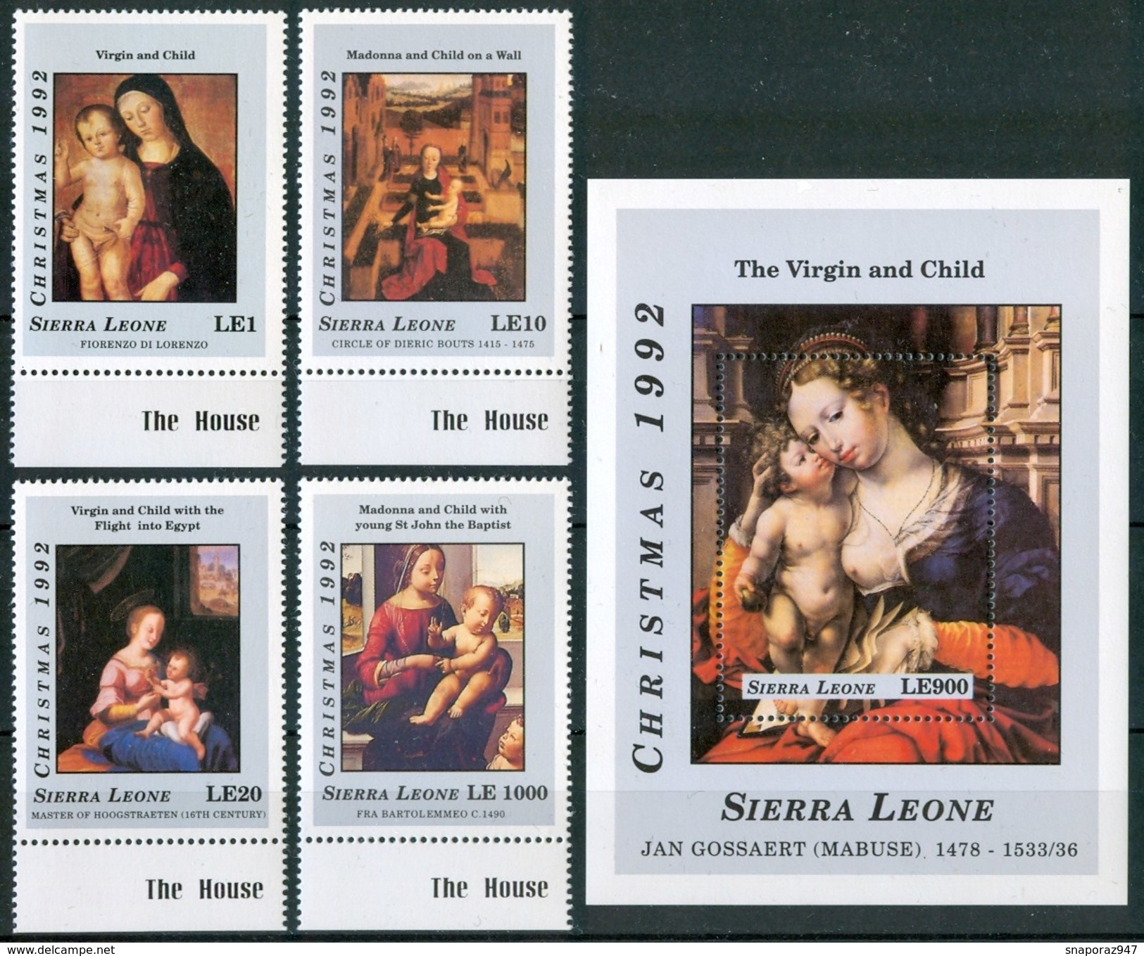 1992 Sierra Leone Natale Christmas Noel Quadri Paintings Peintures Set + Block MNH** RR66 - Natale